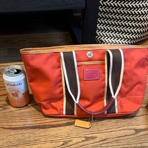 Vintage Coach Signature Red and Tan Interior Tote